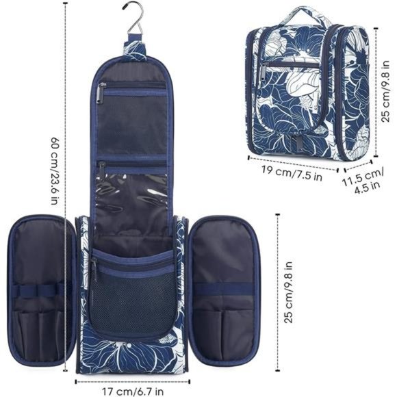 Hanging Travel Toiletry Bag Cosmetic Make up Organizer for Women and Men Blue - Picture 4 of 7